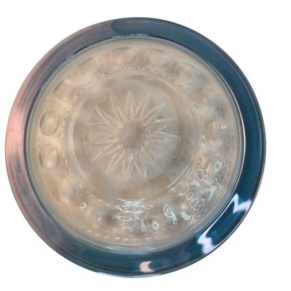 Kings Crown Blue Flashed Thumbprint 7.5" Salad Plates By Tiffin-Franciscan  Set - Picture 6 of 8